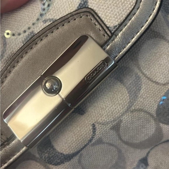 Coach Cream and Silver Crossbody Bag with Signature Monogram - Picture 3 of 3